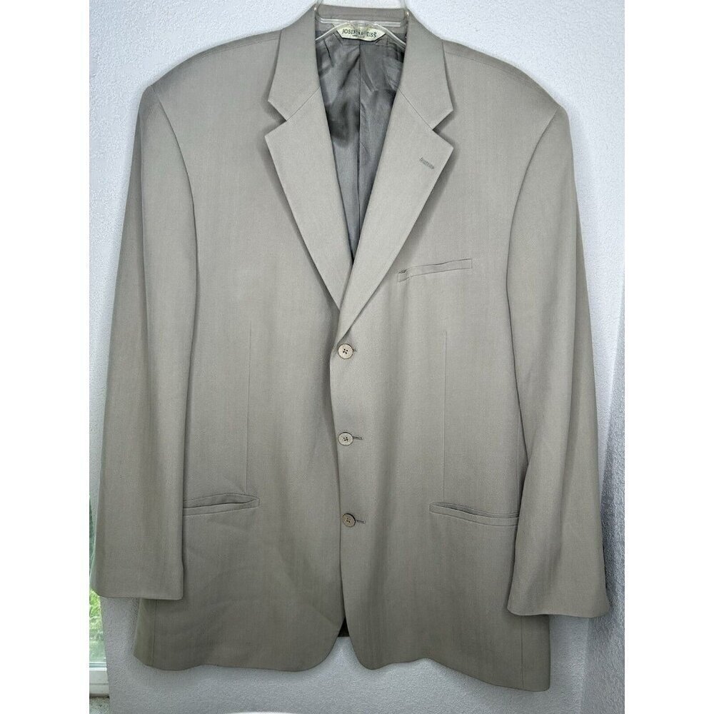 Joseph & Feiss SILK Blazer Mens 48 Long Beige Lined Sport Coat Jacket 3 Button